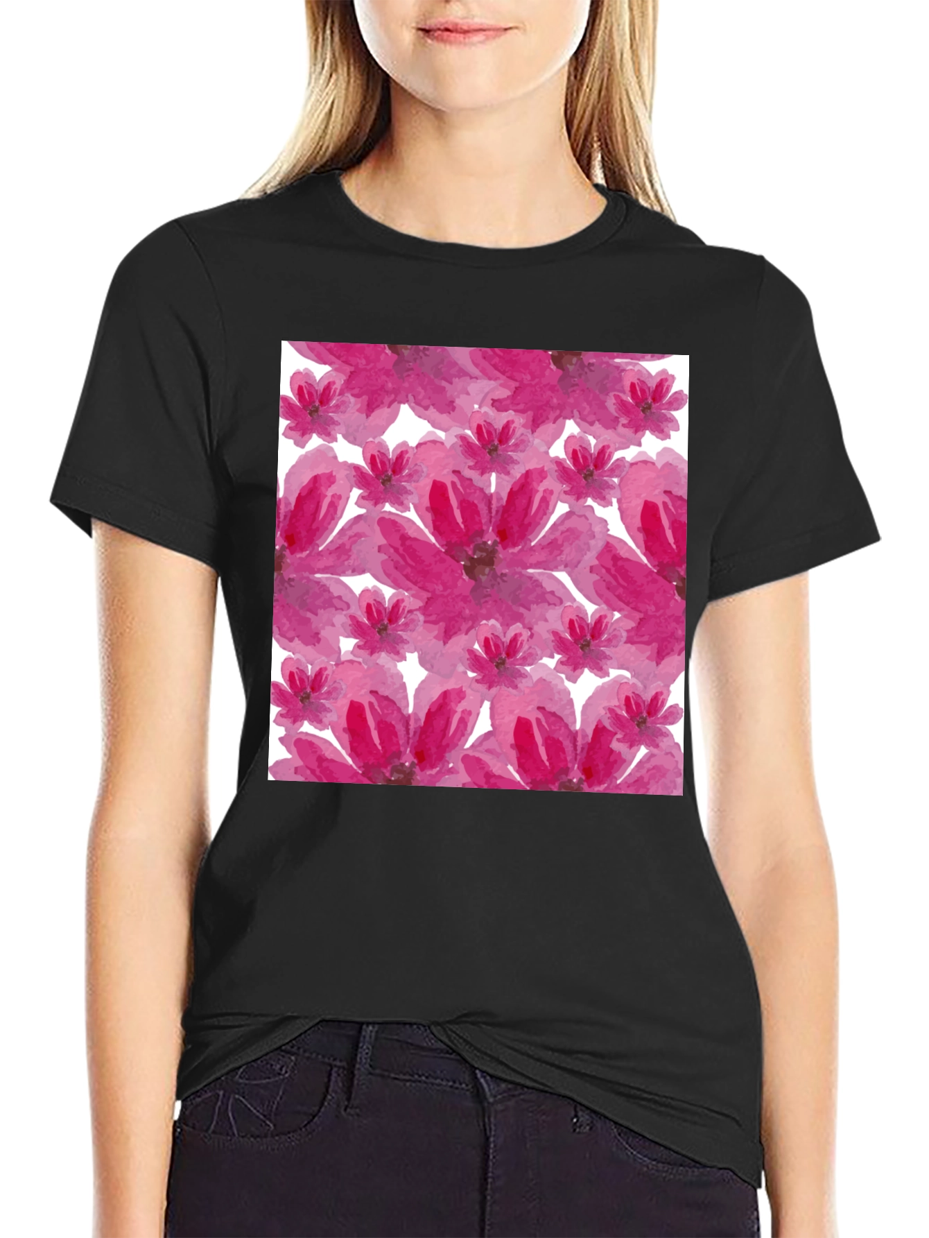 Floral Print T-Shirt - Artsy Blossom Design