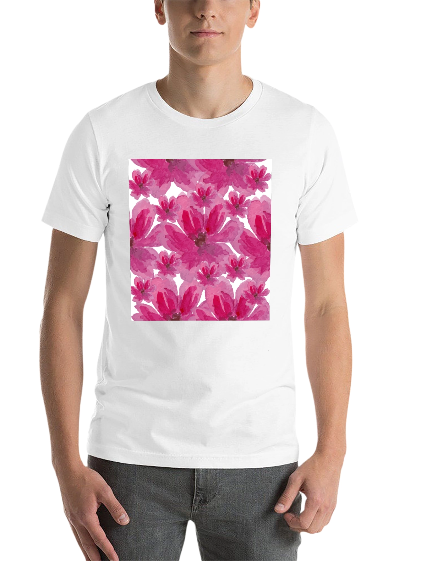 Floral Print T-Shirt - Artsy Blossom Design