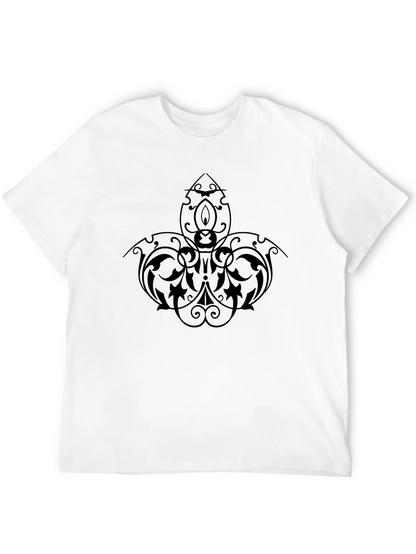 Elegant Black Tee with Intricate Floral Design