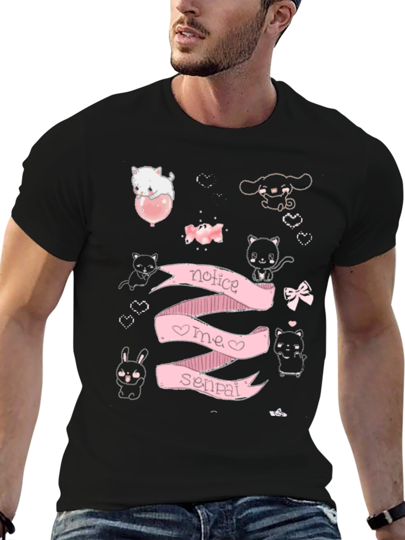 Notice Me Senpai Anime Style Graphic T-Shirt