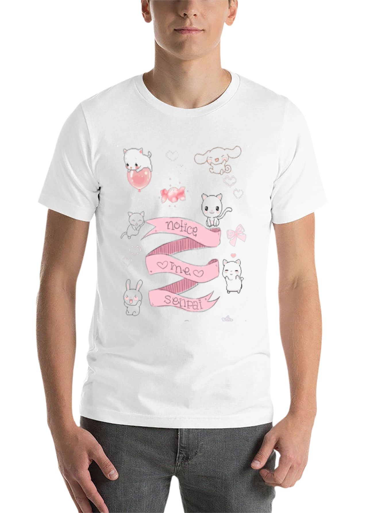 Notice Me Senpai Anime Style Graphic T-Shirt