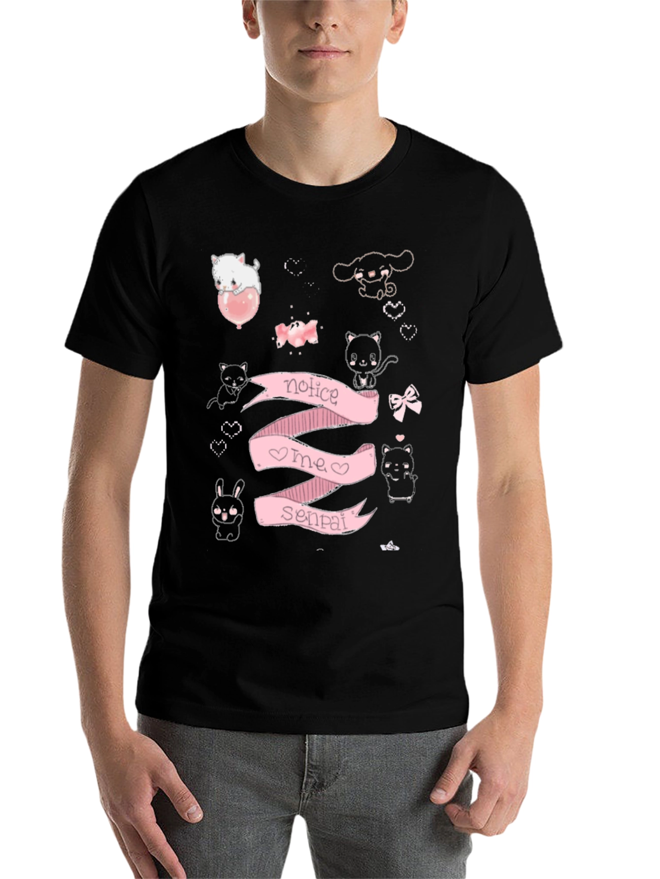 Notice Me Senpai Anime Style Graphic T-Shirt