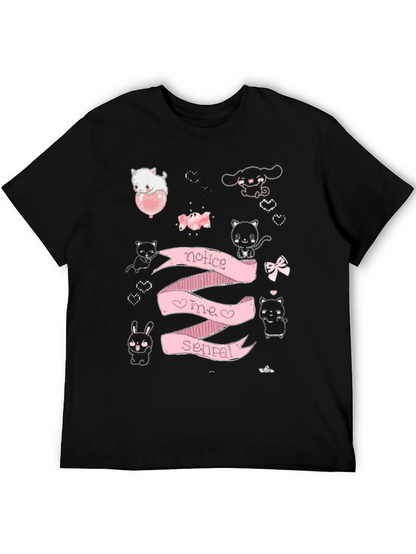 Notice Me Senpai Anime Style Graphic T-Shirt