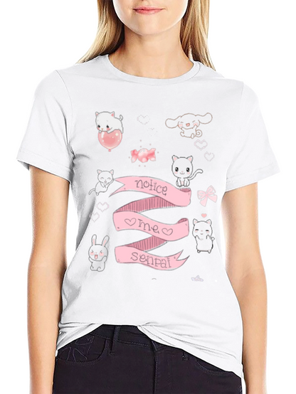 Notice Me Senpai Anime Style Graphic T-Shirt