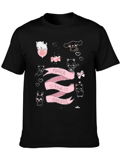 Notice Me Senpai Anime Style Graphic T-Shirt