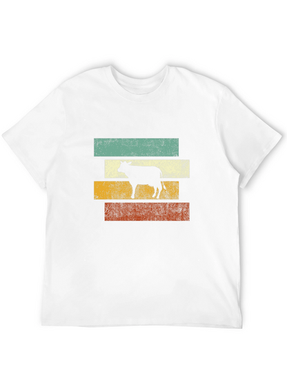 Retro Cow Graphic Tee - Black Cotton T-Shirt
