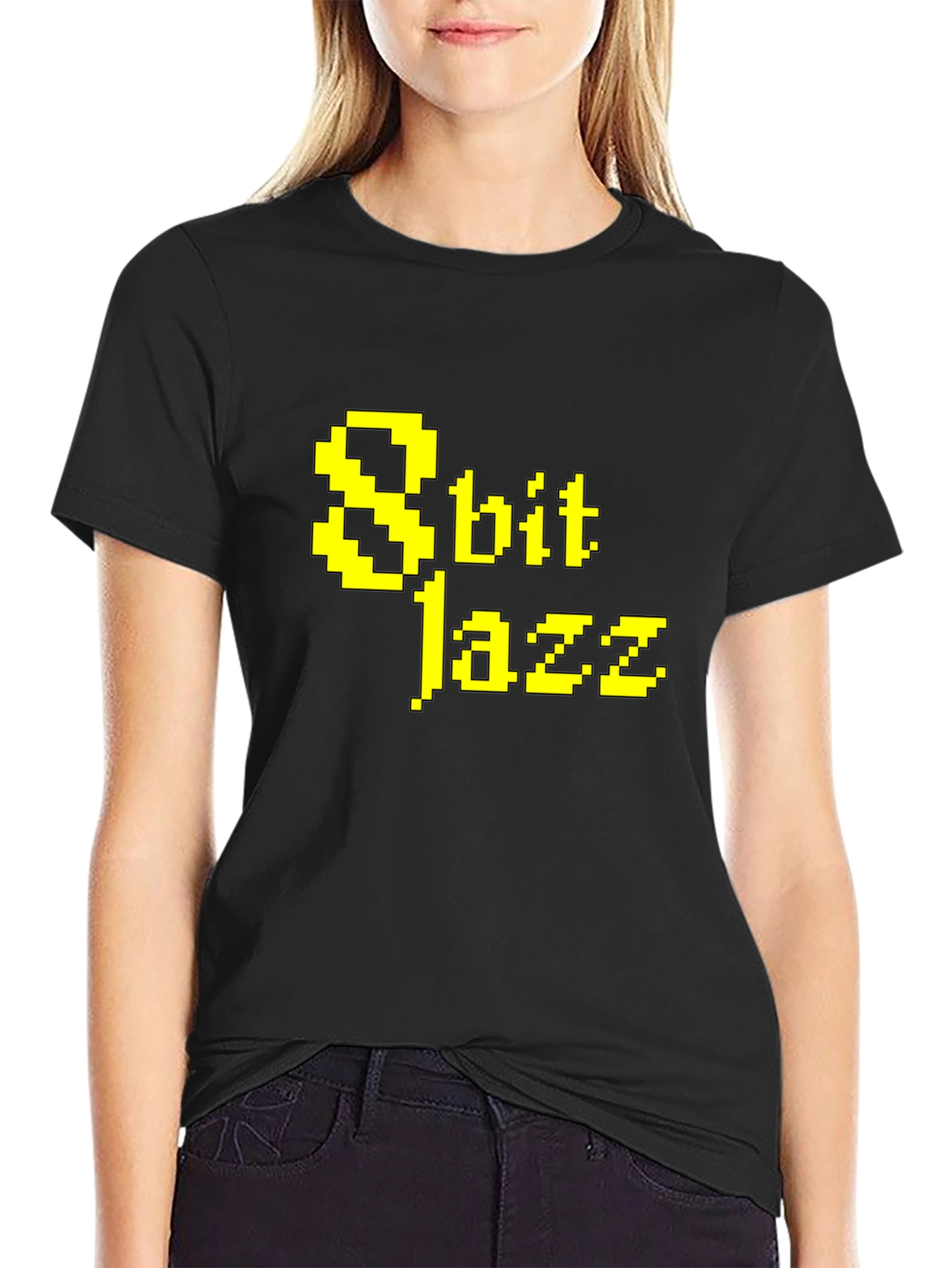 8bit Jazz Black T-Shirt - Retro Pixel Design