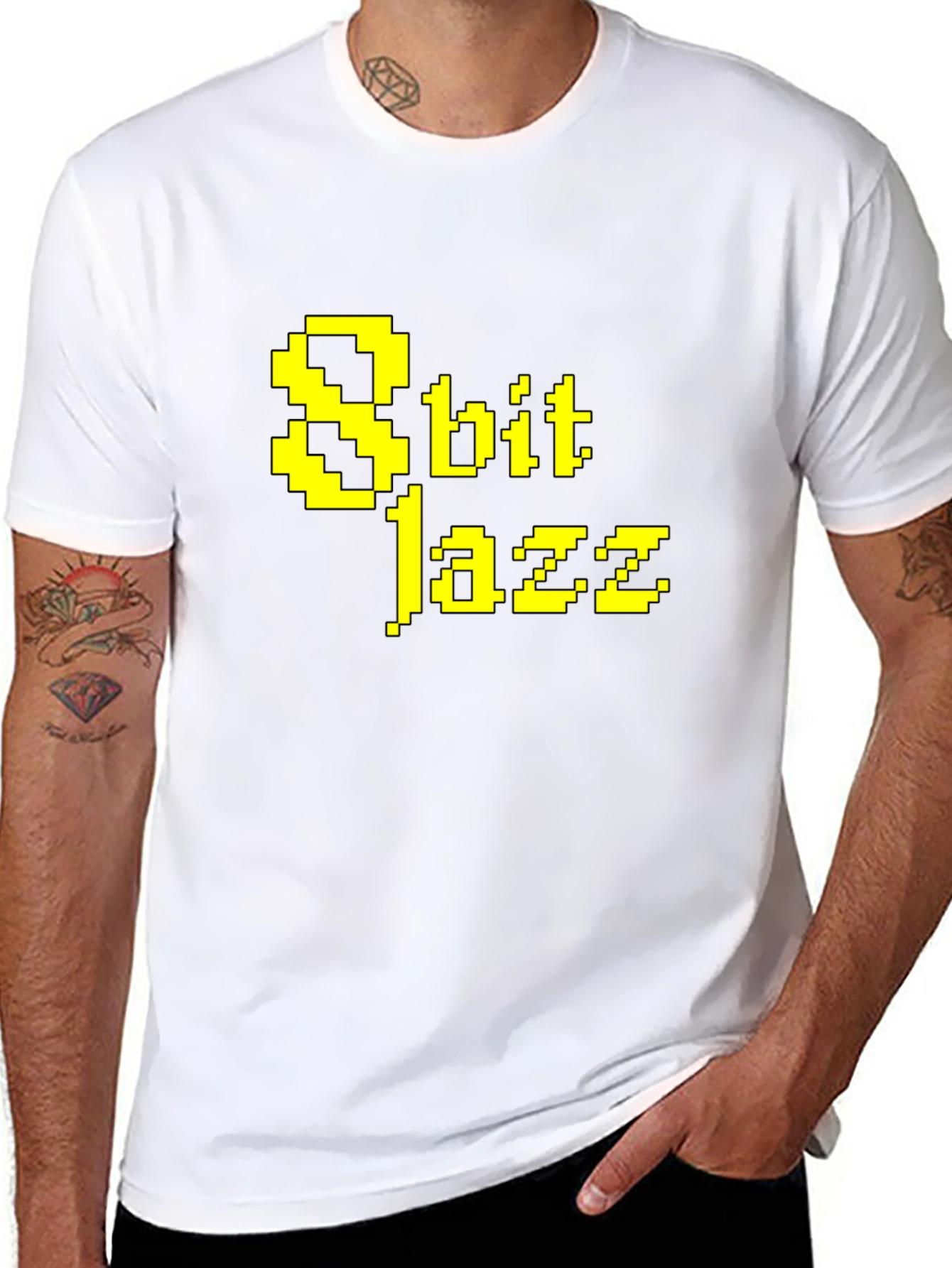 8bit Jazz Black T-Shirt - Retro Pixel Design
