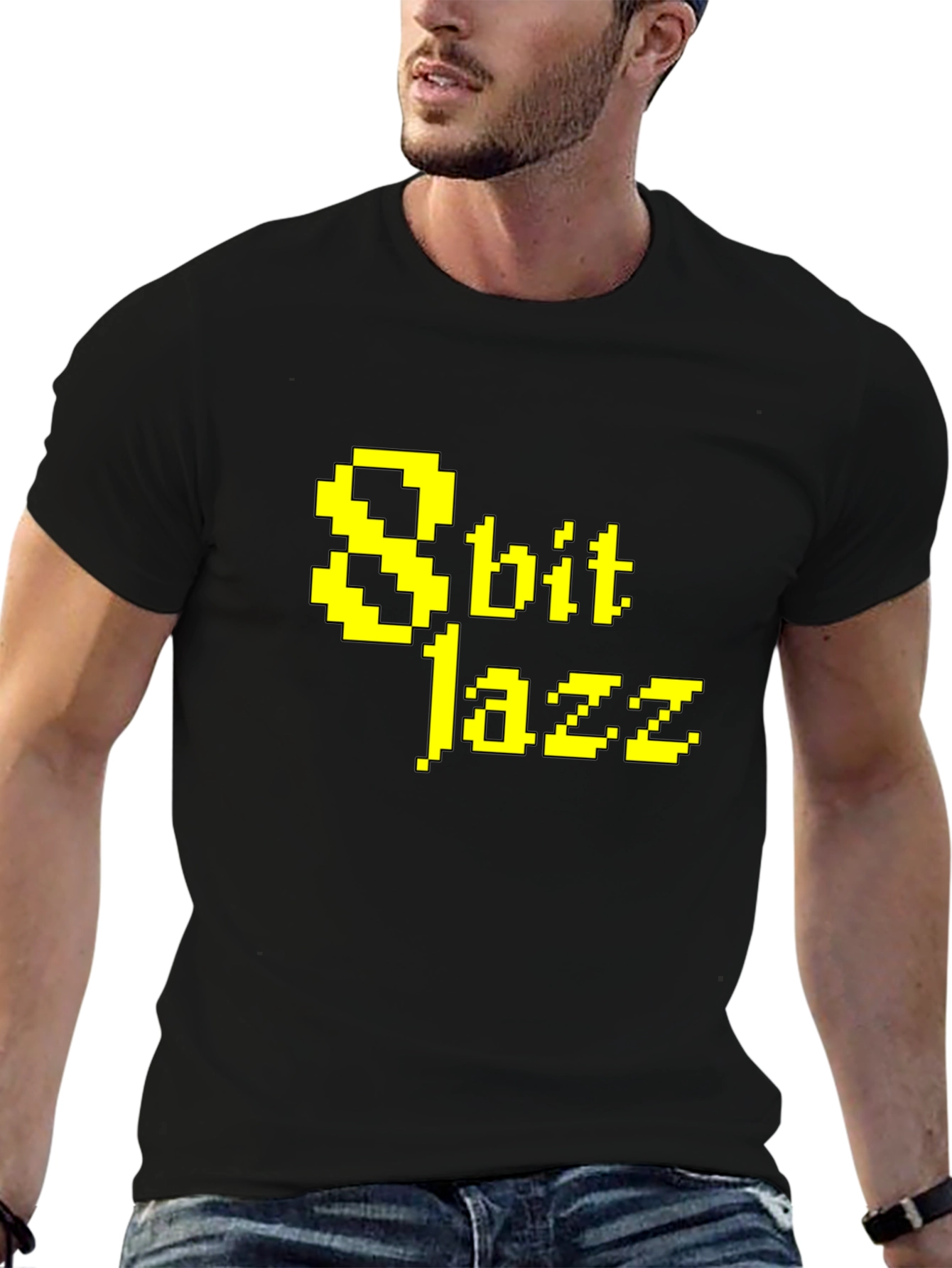 8bit Jazz Black T-Shirt - Retro Pixel Design