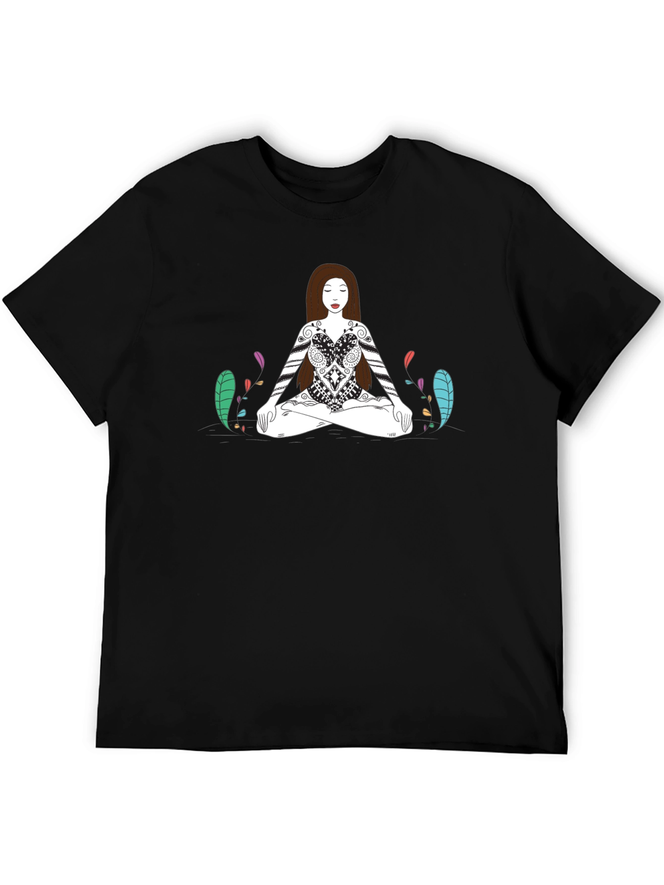 Meditative Woman Graphic Tee - Black Cotton T-Shirt
