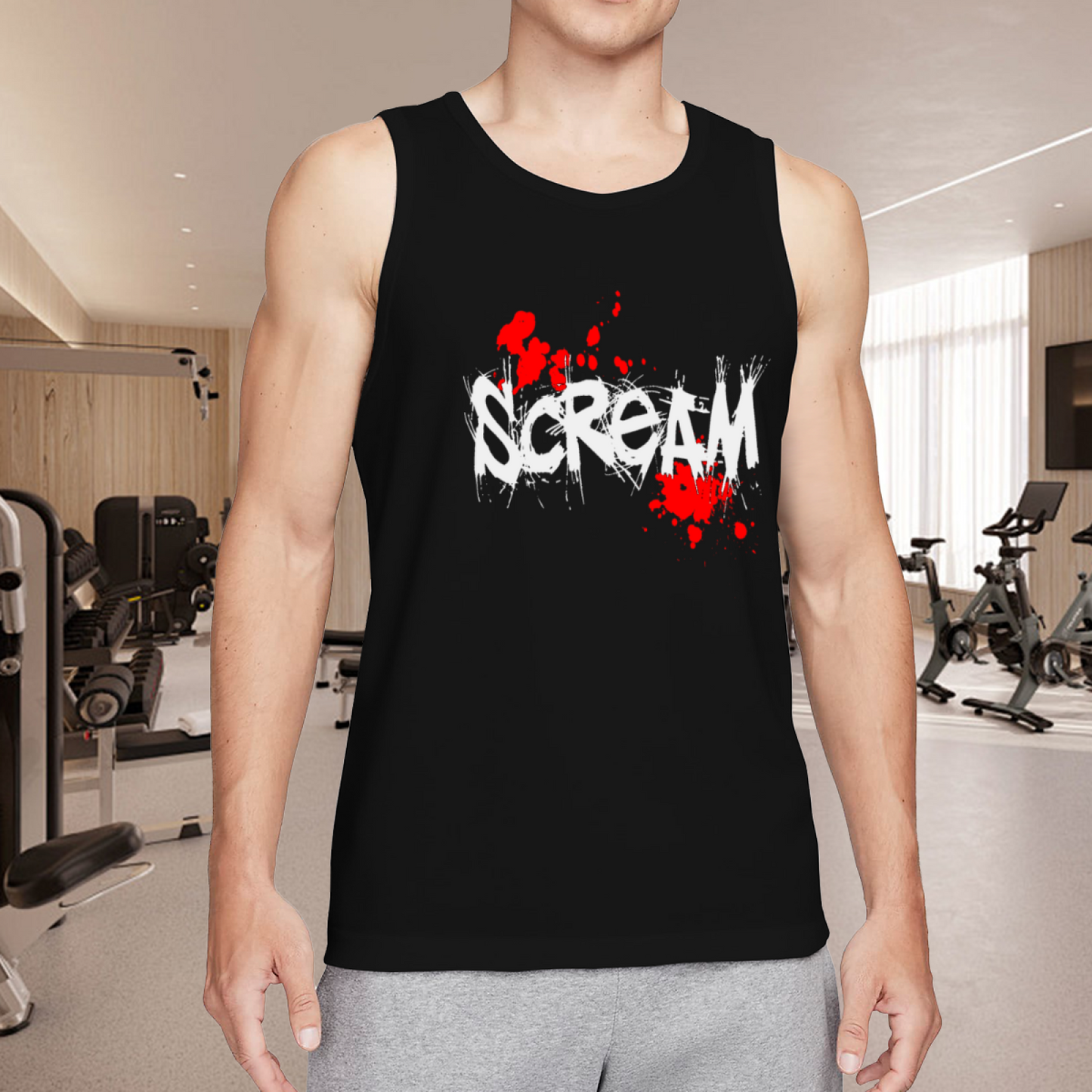 Scream Horror Movie Blood Splash Graphic Tank Top