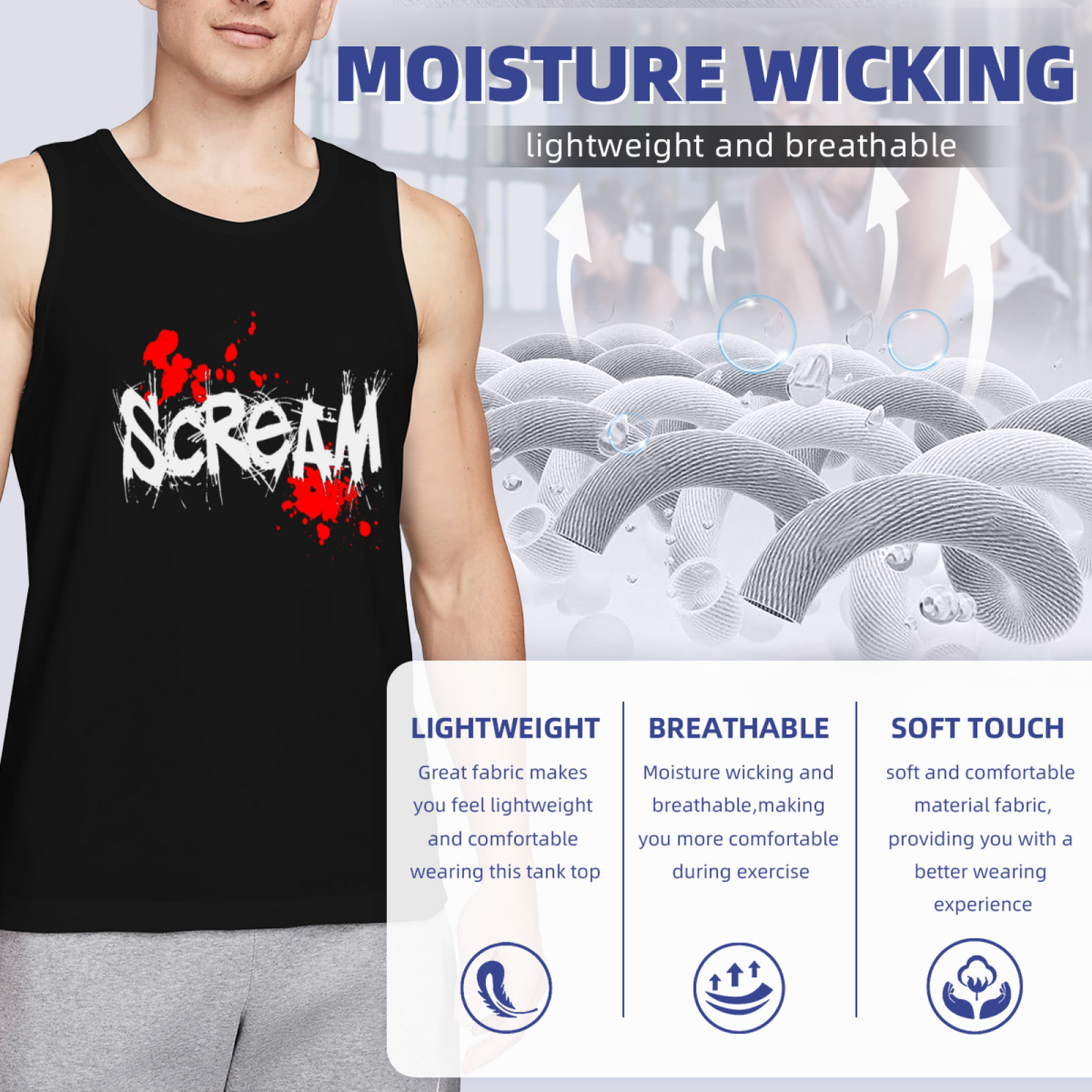 Scream Horror Movie Blood Splash Graphic Tank Top