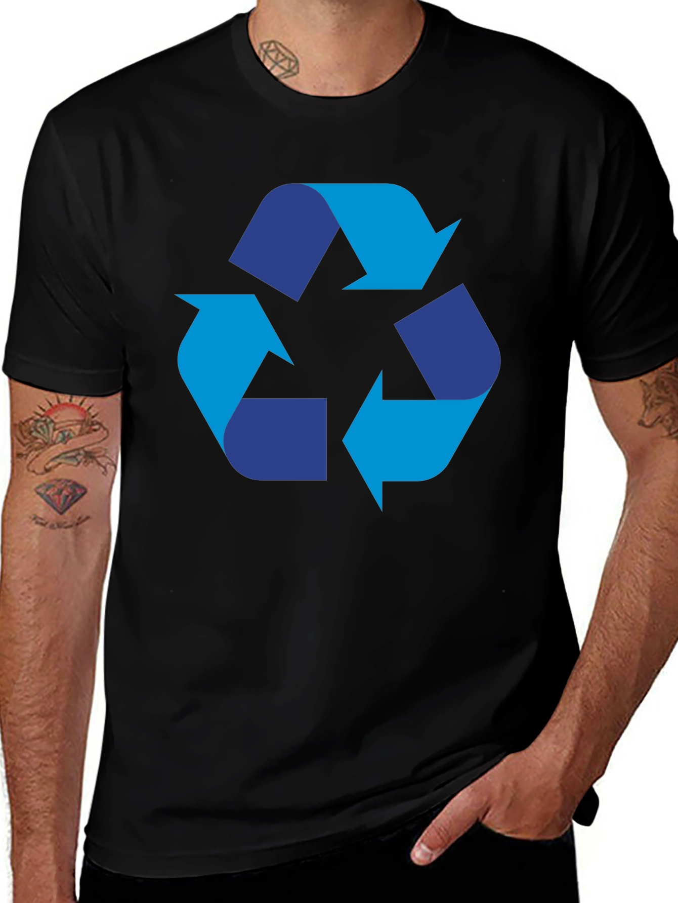 Recycle Symbol Graphic Black T-Shirt