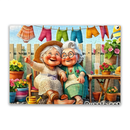 Warm Backyard Chat of Two Lovely Elder Ladies Puzzle