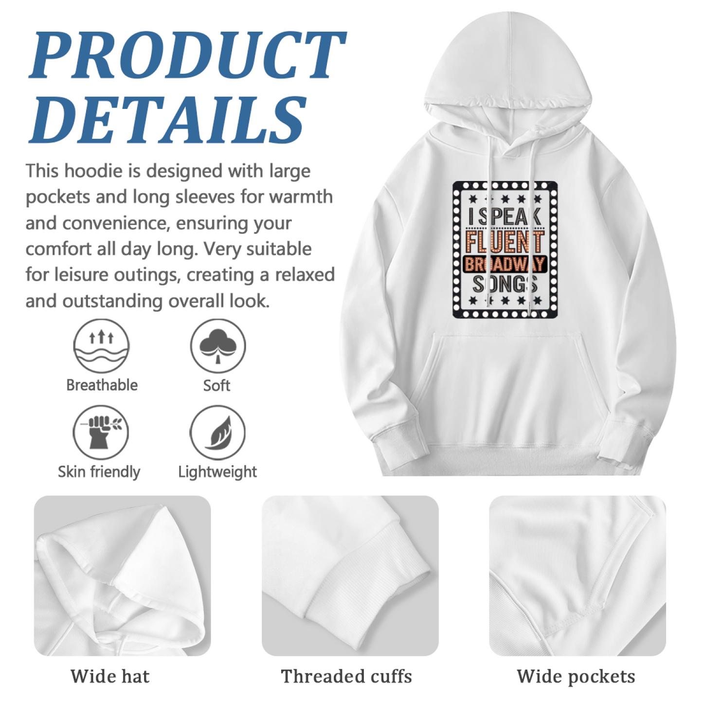 I Speak Fluent Broadway Songs Theater Lover Hoodie, Comfort Lounge Pullover