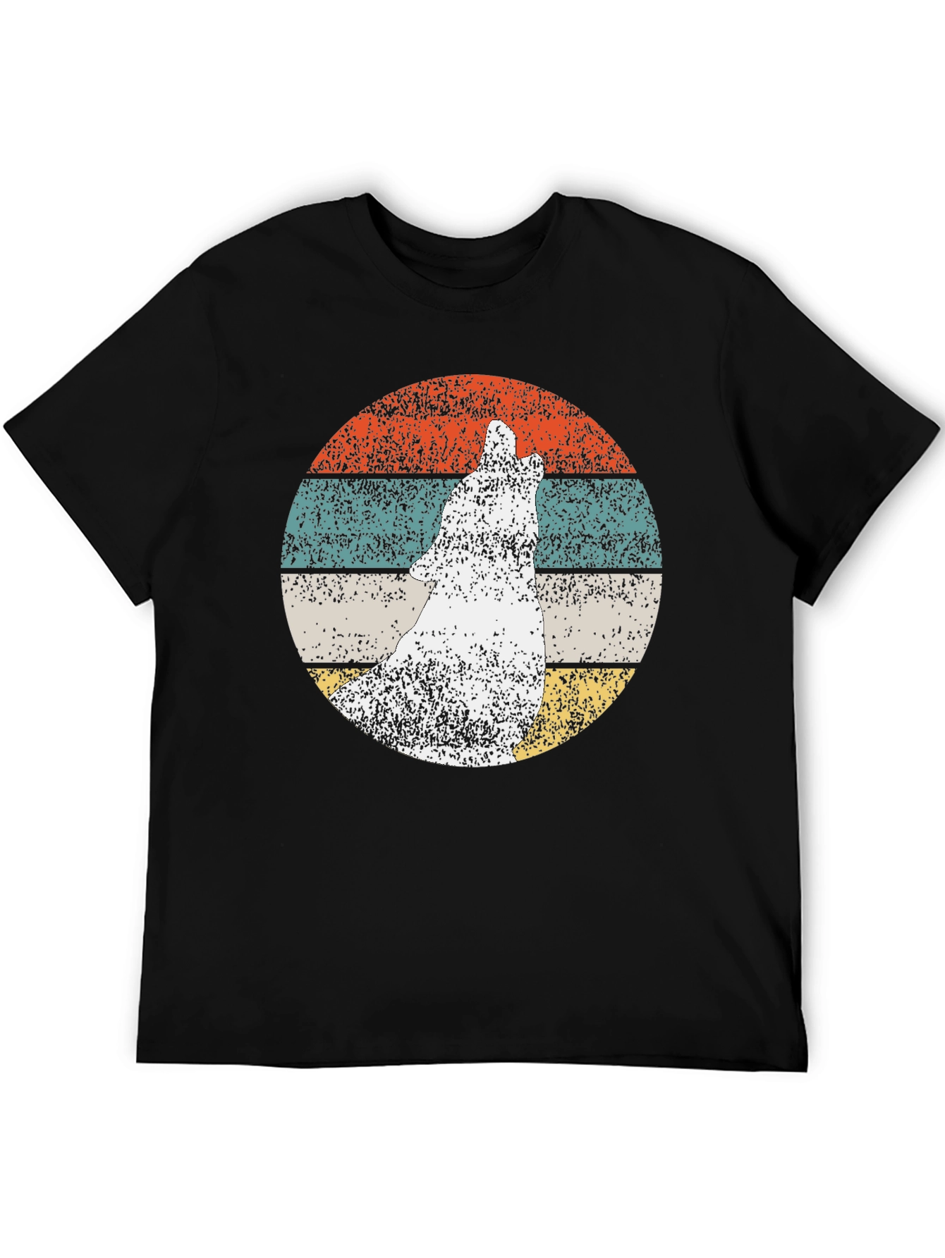 Retro Wolf Graphic Tee - Mens Black T-Shirt