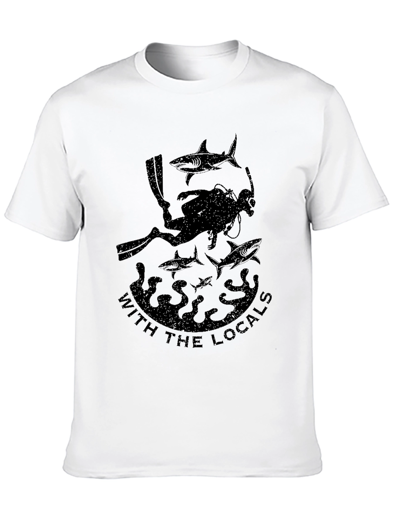 Diver With The Locals Black Graphic T-Shirt