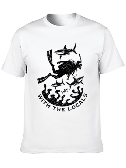 Diver With The Locals Black Graphic T-Shirt