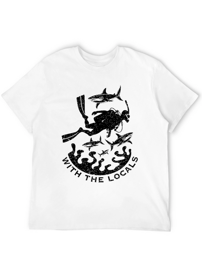 Diver With The Locals Black Graphic T-Shirt