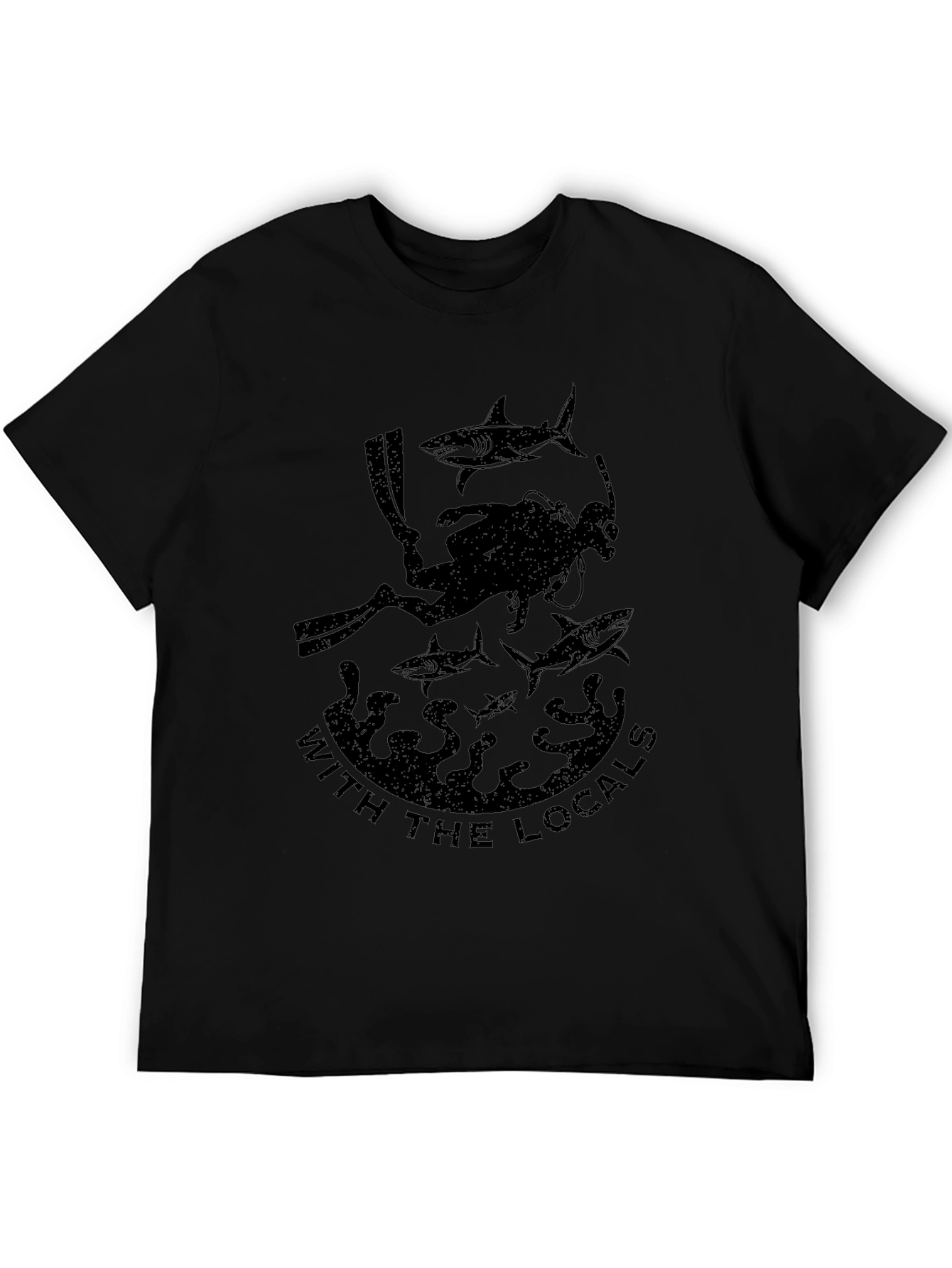 Diver With The Locals Black Graphic T-Shirt