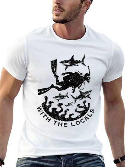 Diver With The Locals Black Graphic T-Shirt