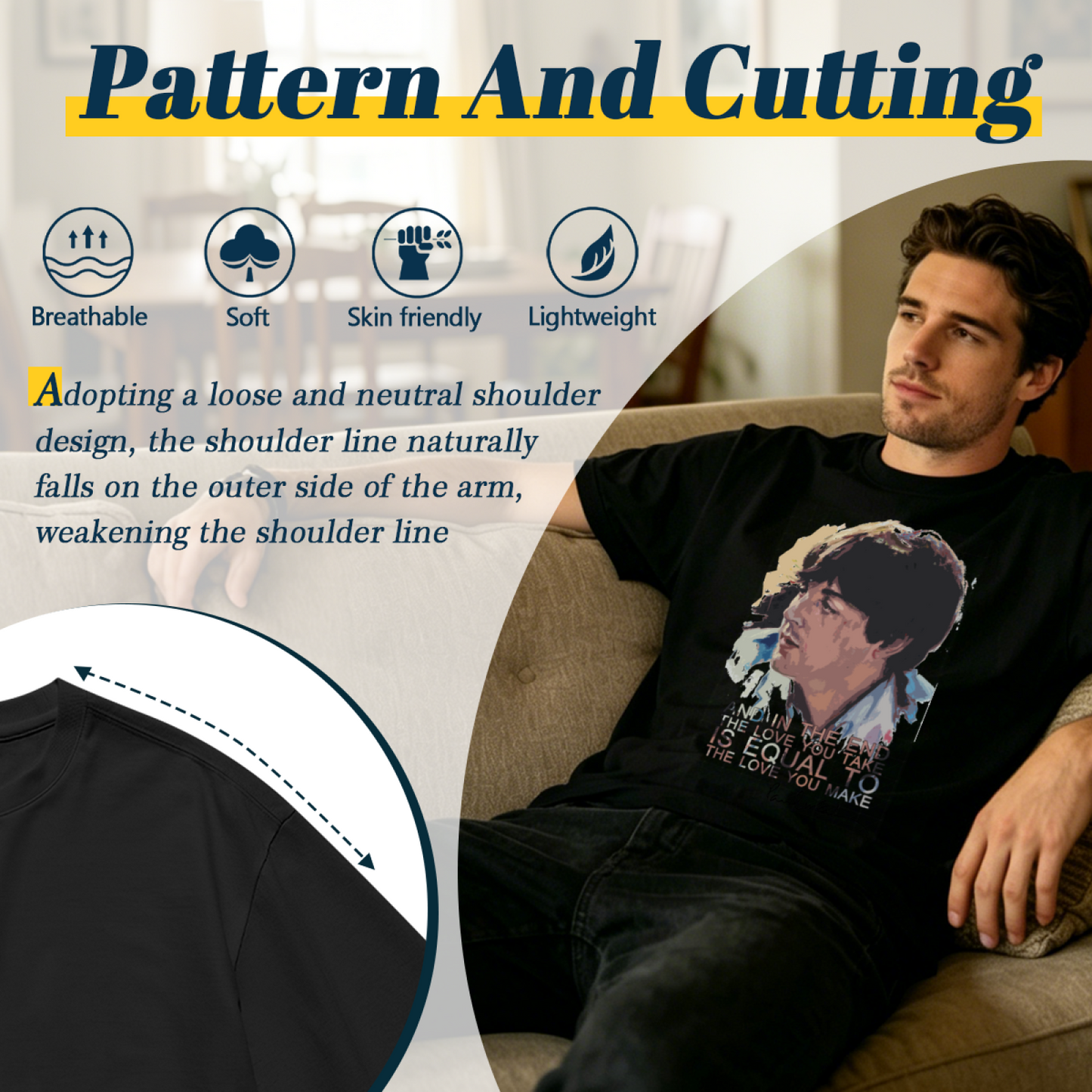 Men's Classic Music Band Artist Retro Print Casual T-Shirt