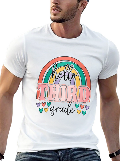 Hello Third Grade Retro Rainbow T-Shirt