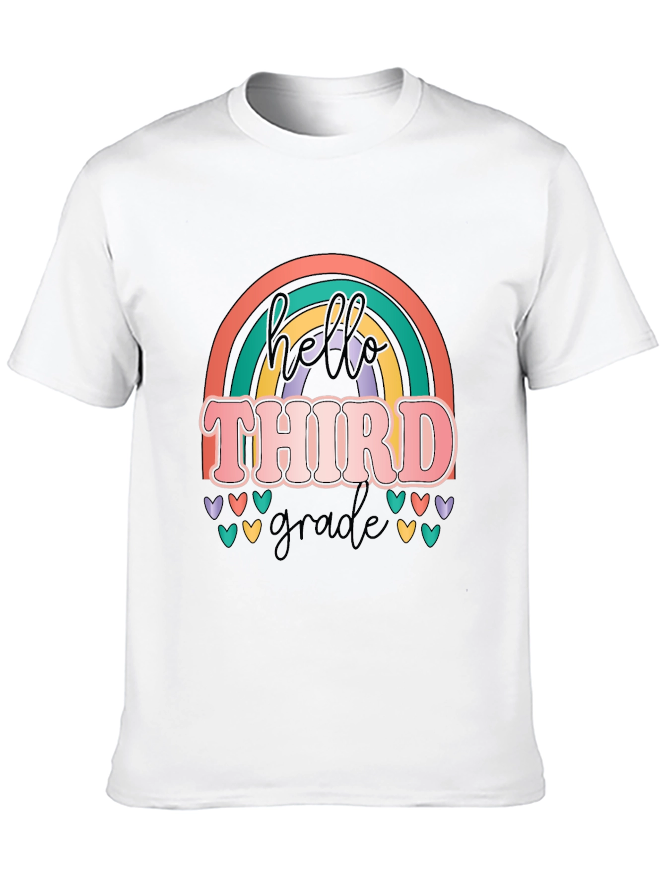 Hello Third Grade Retro Rainbow T-Shirt
