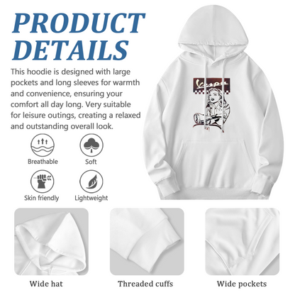 Vintage Vespa Retro Lady White Hoodie, Unisex Comfort Classic Pullover