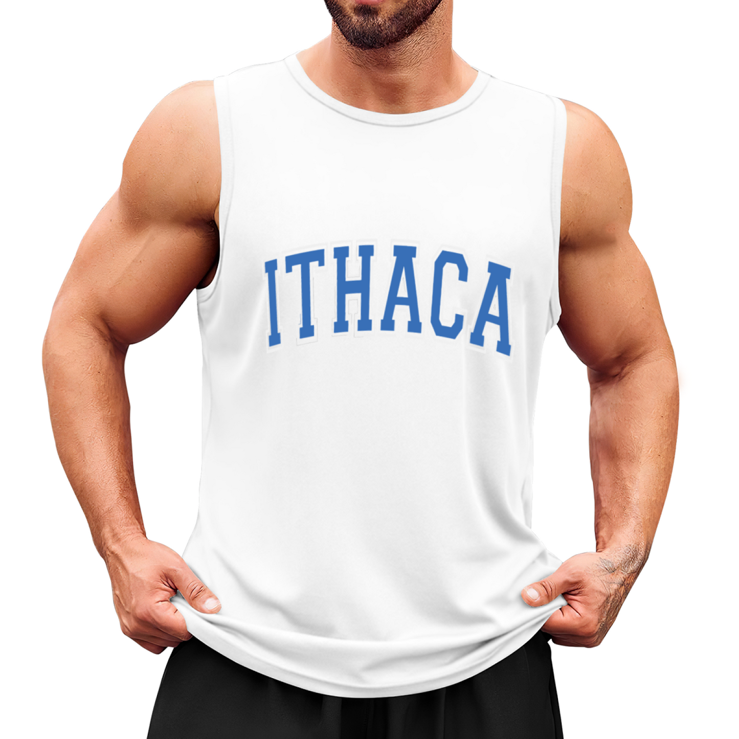 Ithaca College Retro Varsity Letter Mens Sleeveless Tee