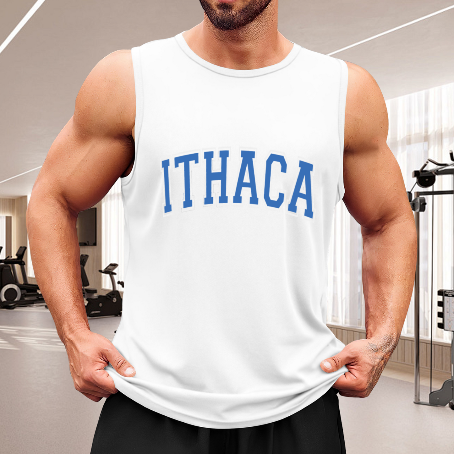 Ithaca College Retro Varsity Letter Mens Sleeveless Tee