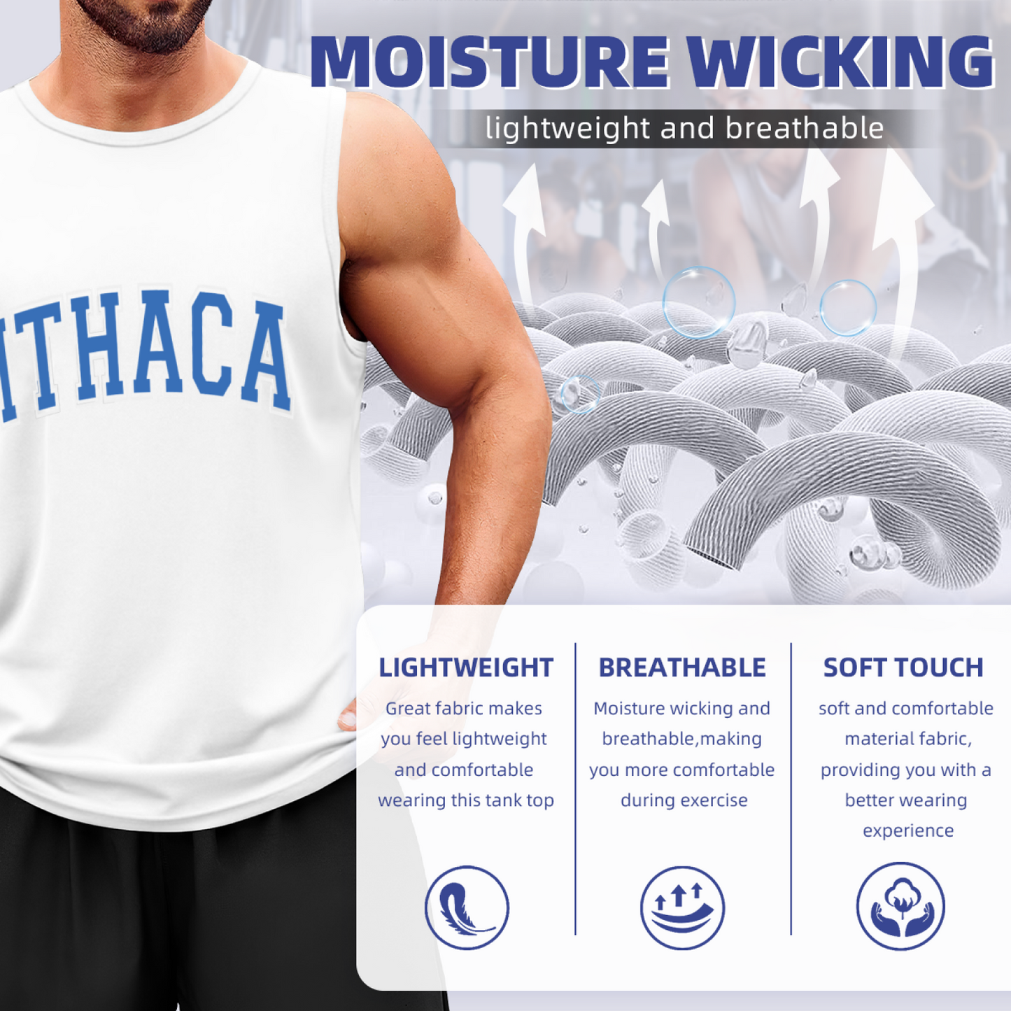 Ithaca College Retro Varsity Letter Mens Sleeveless Tee