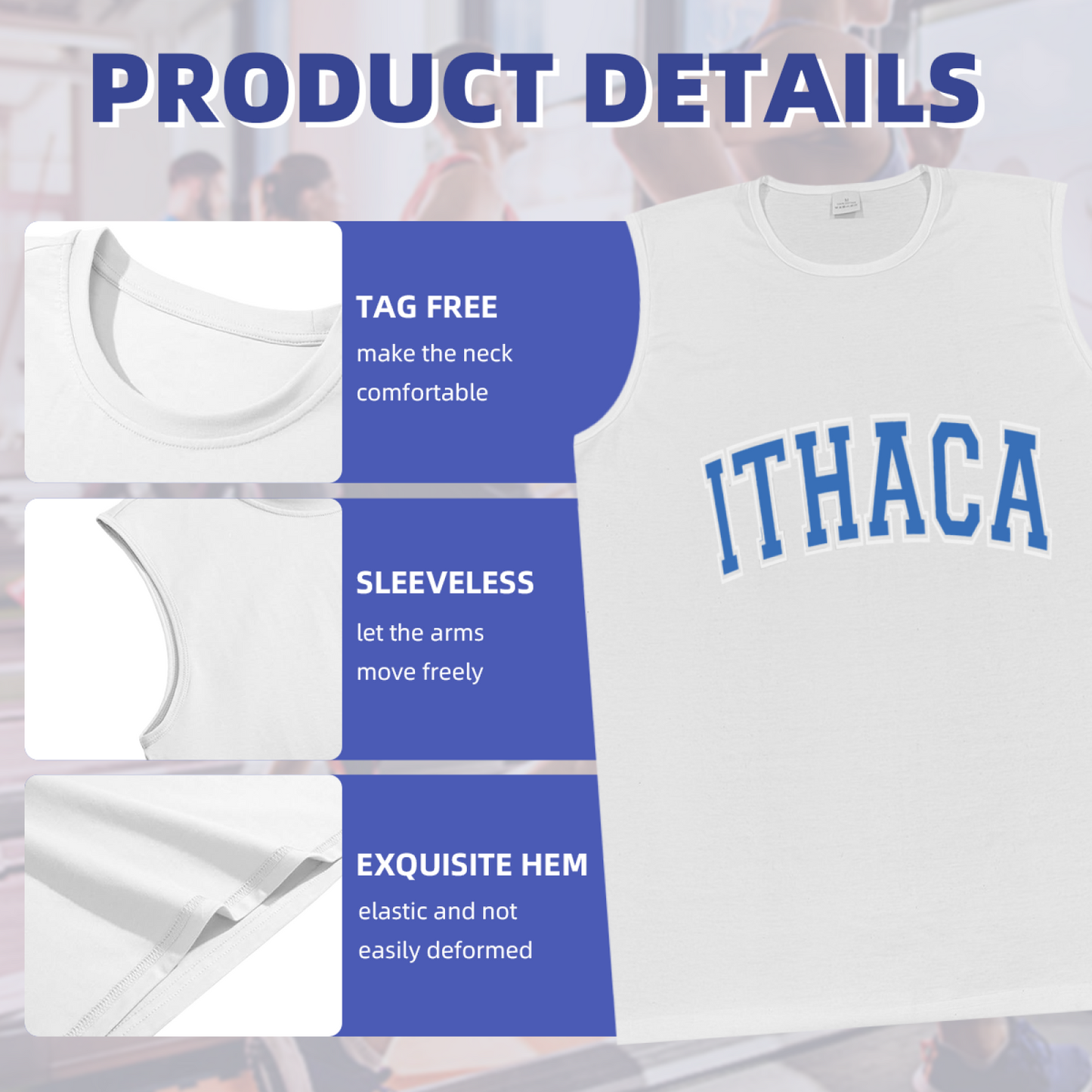 Ithaca College Retro Varsity Letter Mens Sleeveless Tee