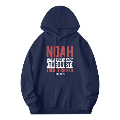 Noah Conspiracy Theorist Bible Quote Navy Hoodie, Faith Theme Comfort Pullover