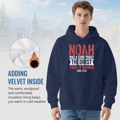 Noah Conspiracy Theorist Bible Quote Navy Hoodie, Faith Theme Comfort Pullover