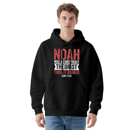 Noah Conspiracy Theorist Bible Quote Navy Hoodie, Faith Theme Comfort Pullover