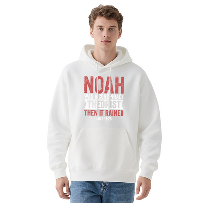 Noah Conspiracy Theorist Bible Quote Navy Hoodie, Faith Theme Comfort Pullover