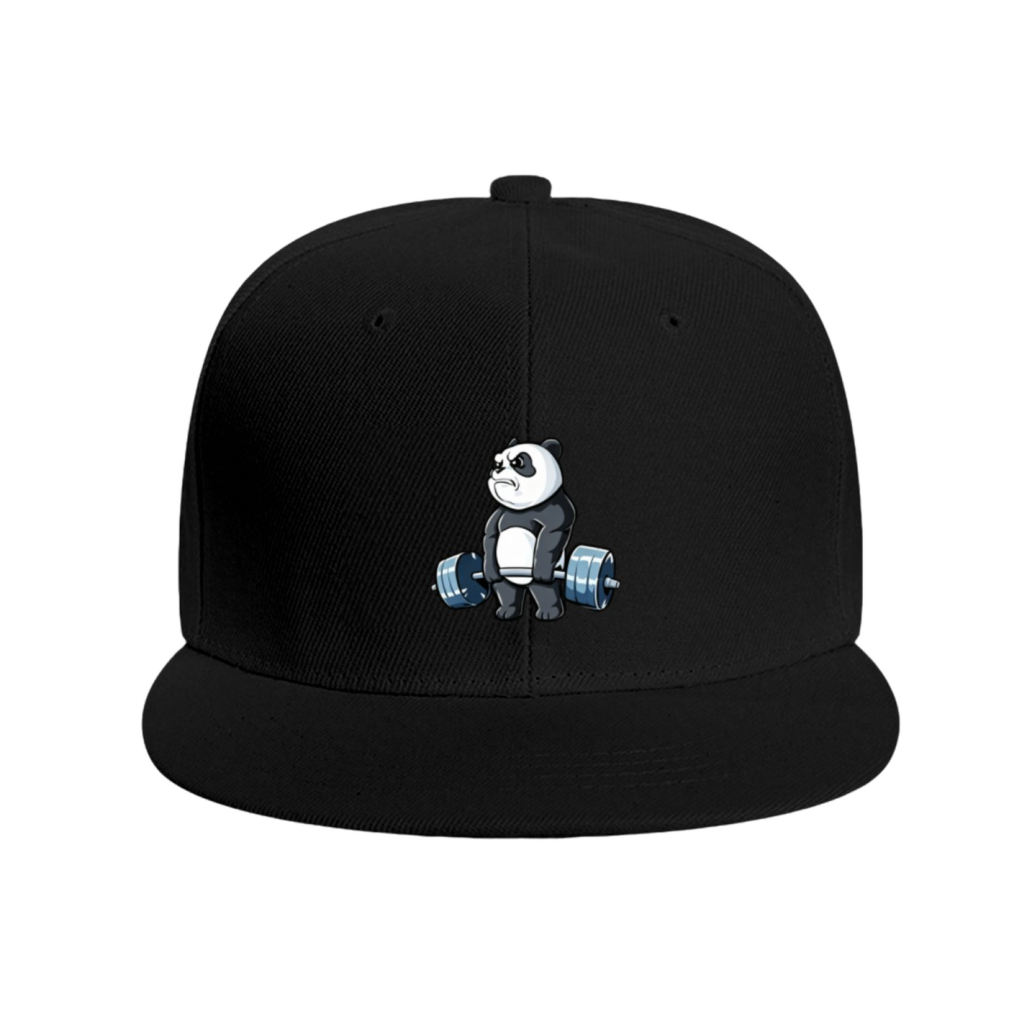 Buff Weightlifting Panda Cartoon White Fun Snapback Cap