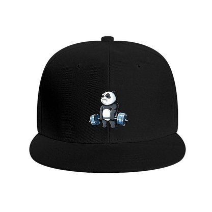 Buff Weightlifting Panda Cartoon White Fun Snapback Cap