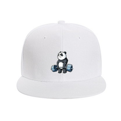 Buff Weightlifting Panda Cartoon White Fun Snapback Cap