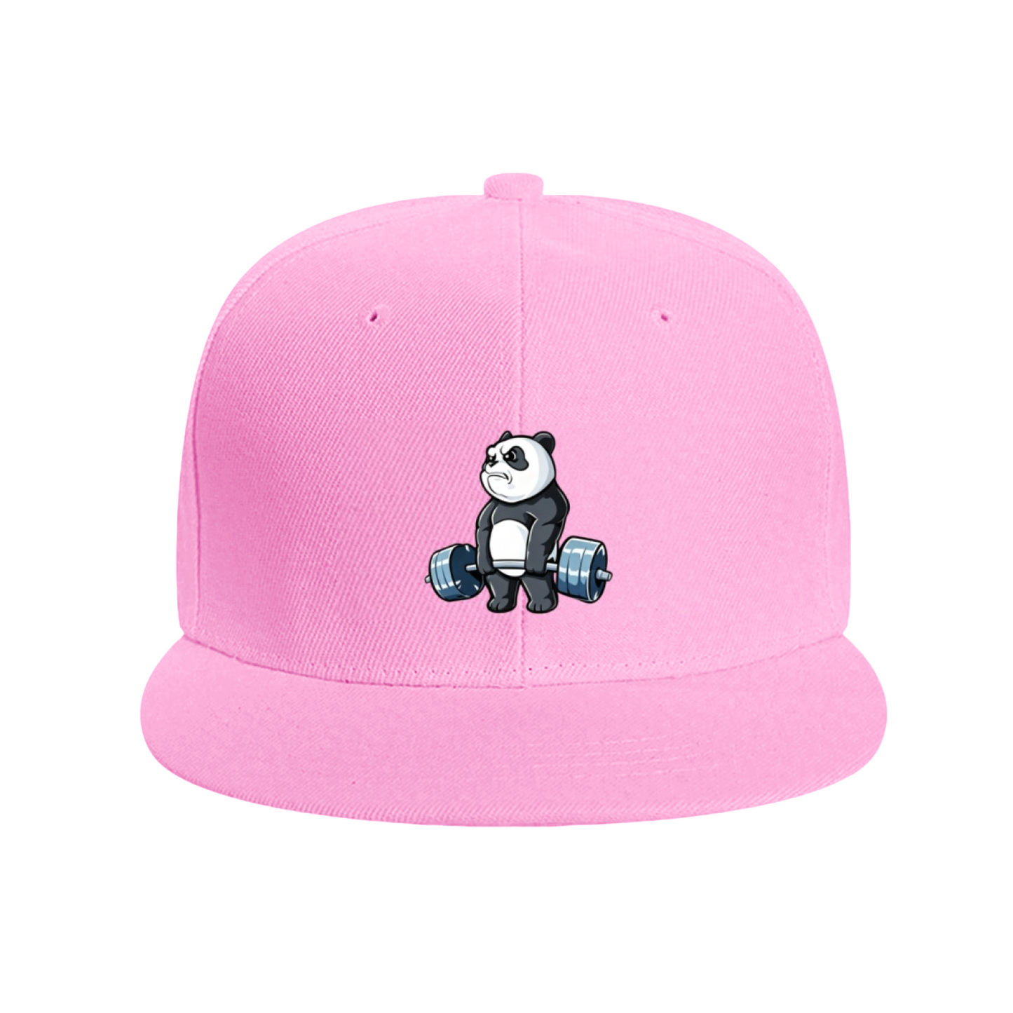Buff Weightlifting Panda Cartoon White Fun Snapback Cap