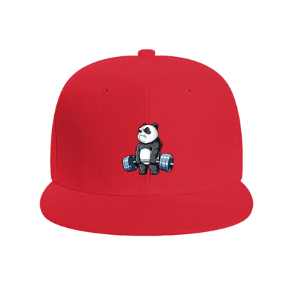 Buff Weightlifting Panda Cartoon White Fun Snapback Cap