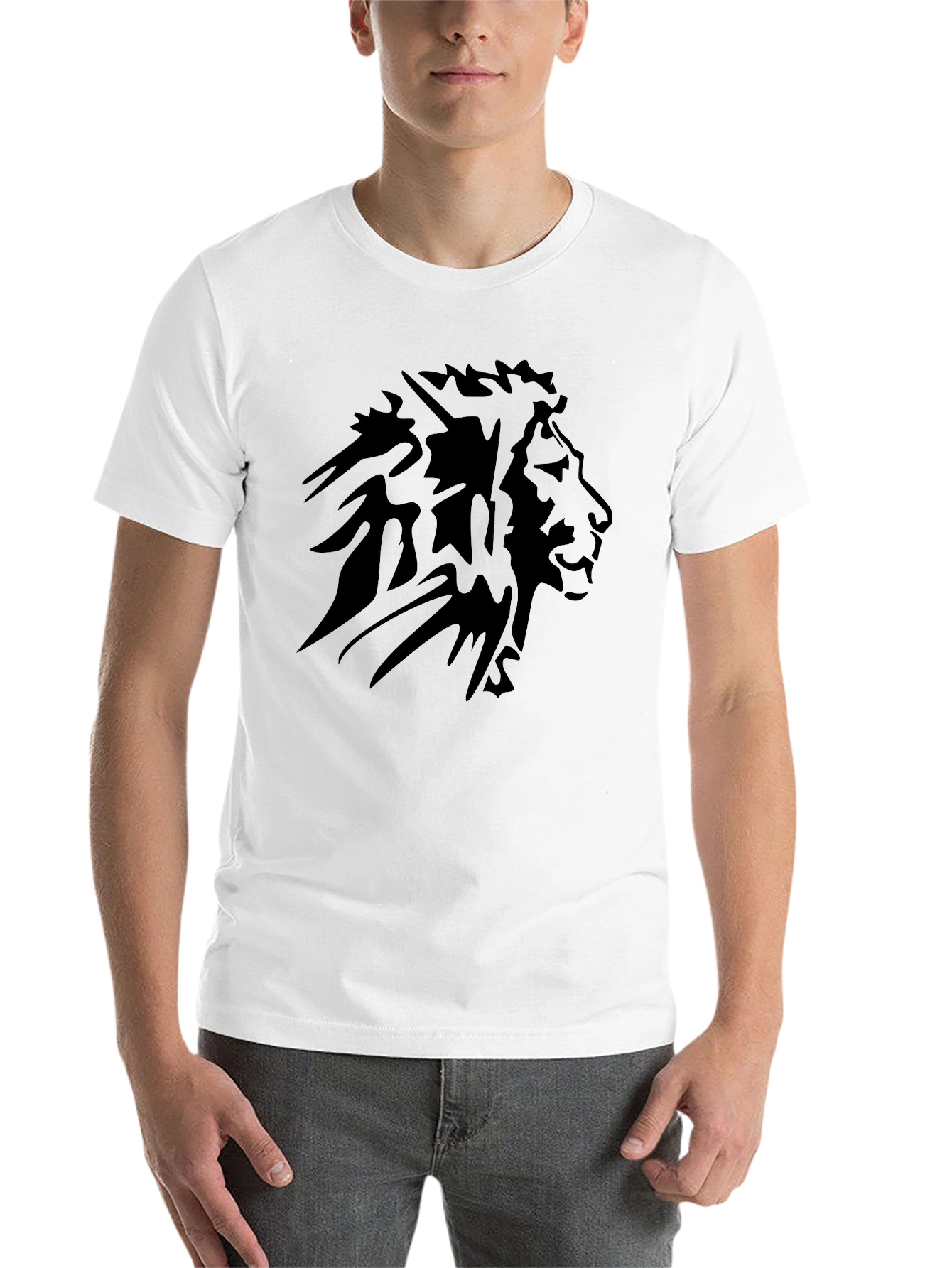 Mens Black Lion Graphic Tee - Short Sleeve