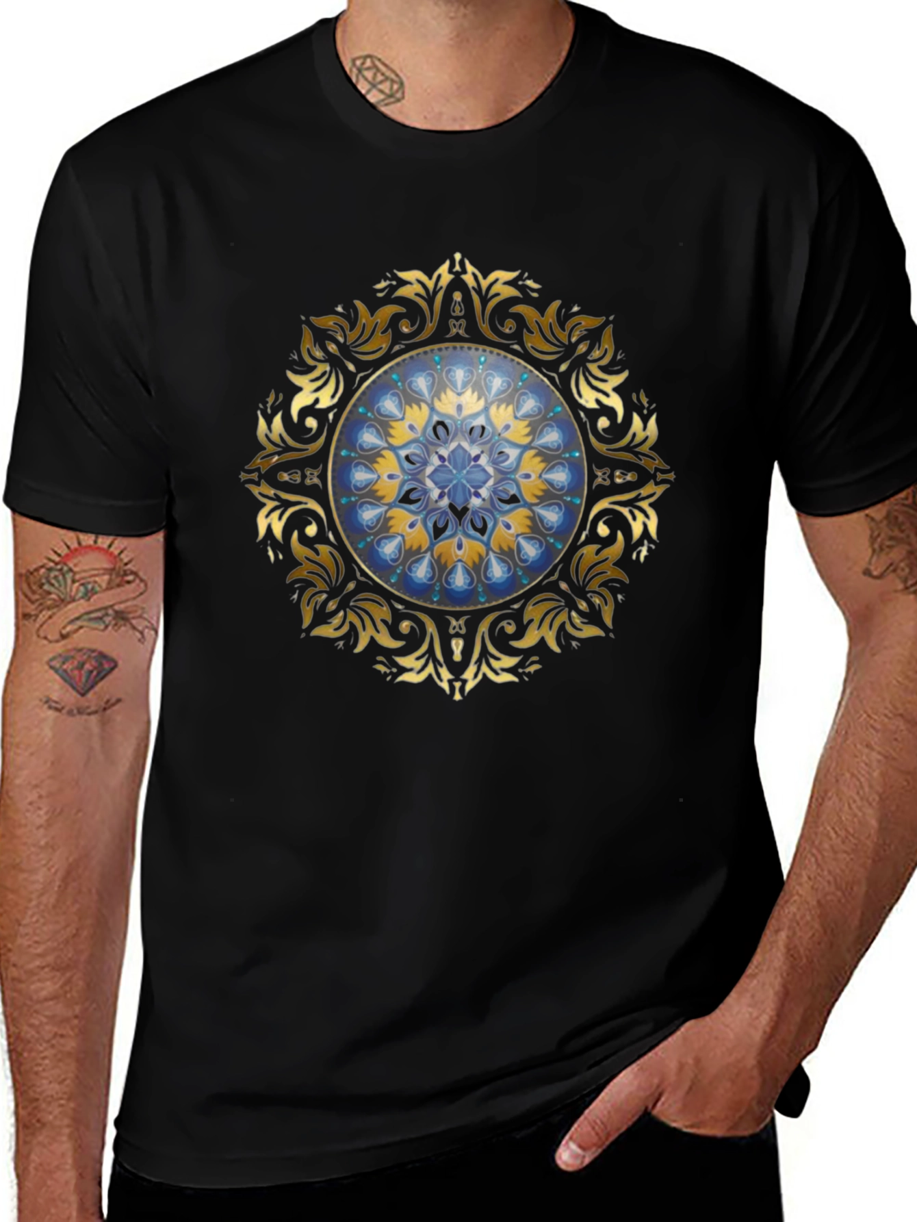 Elegant Mandala Graphic Tee - Unisex Black T-Shirt