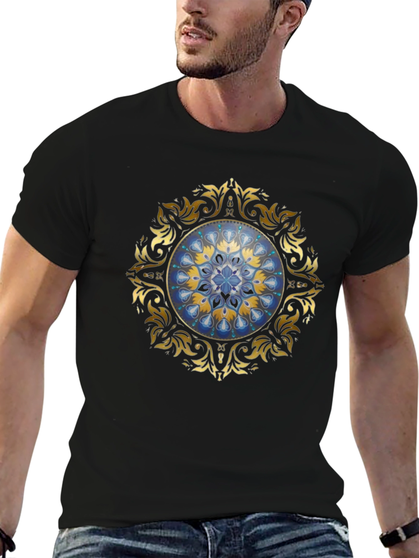 Elegant Mandala Graphic Tee - Unisex Black T-Shirt
