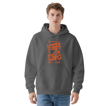 Trendy Lawyer Quote Graphic White Hoodie, Relaxed Fit Warm Daily Hooded Top