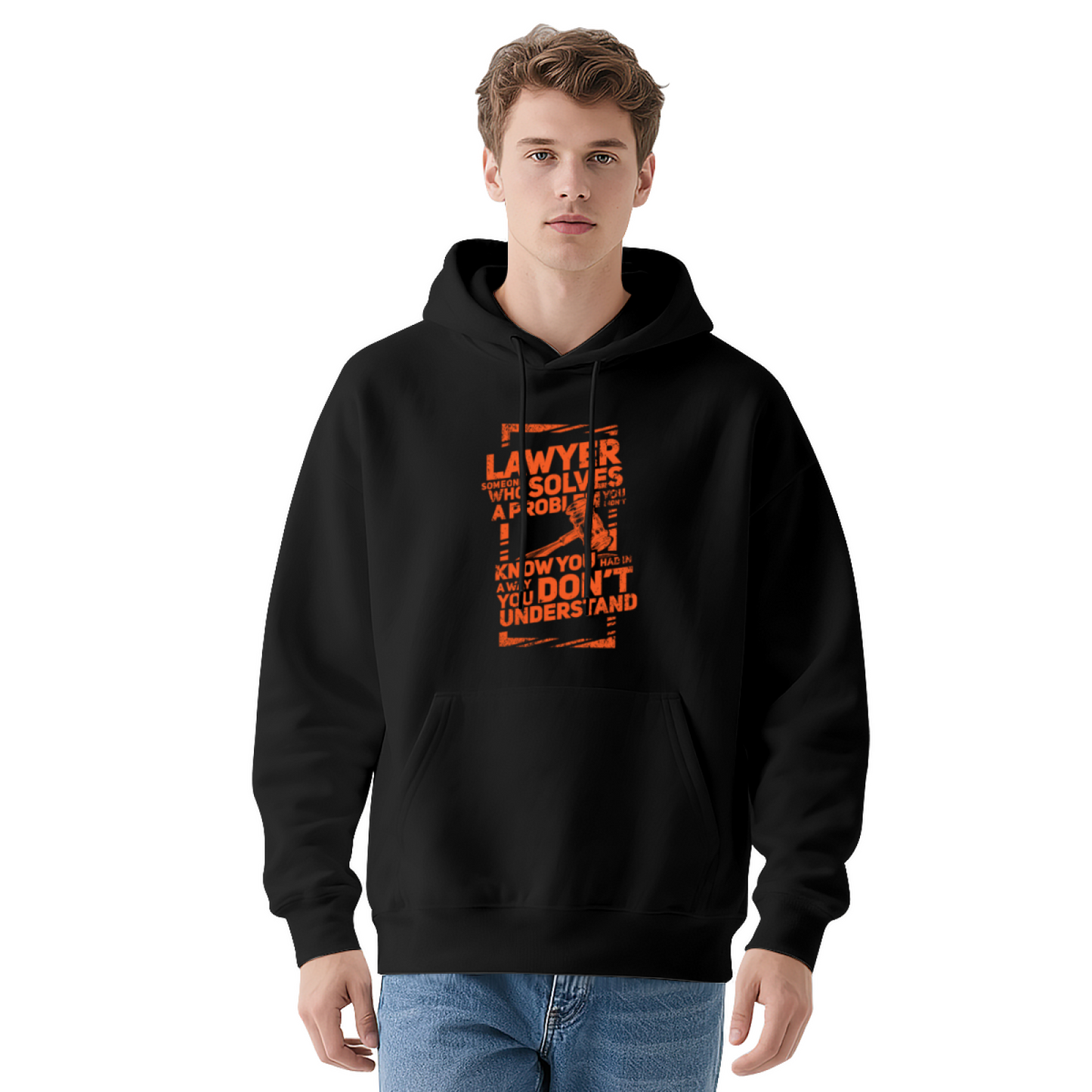 Trendy Lawyer Quote Graphic White Hoodie, Relaxed Fit Warm Daily Hooded Top