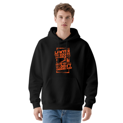 Trendy Lawyer Quote Graphic White Hoodie, Relaxed Fit Warm Daily Hooded Top