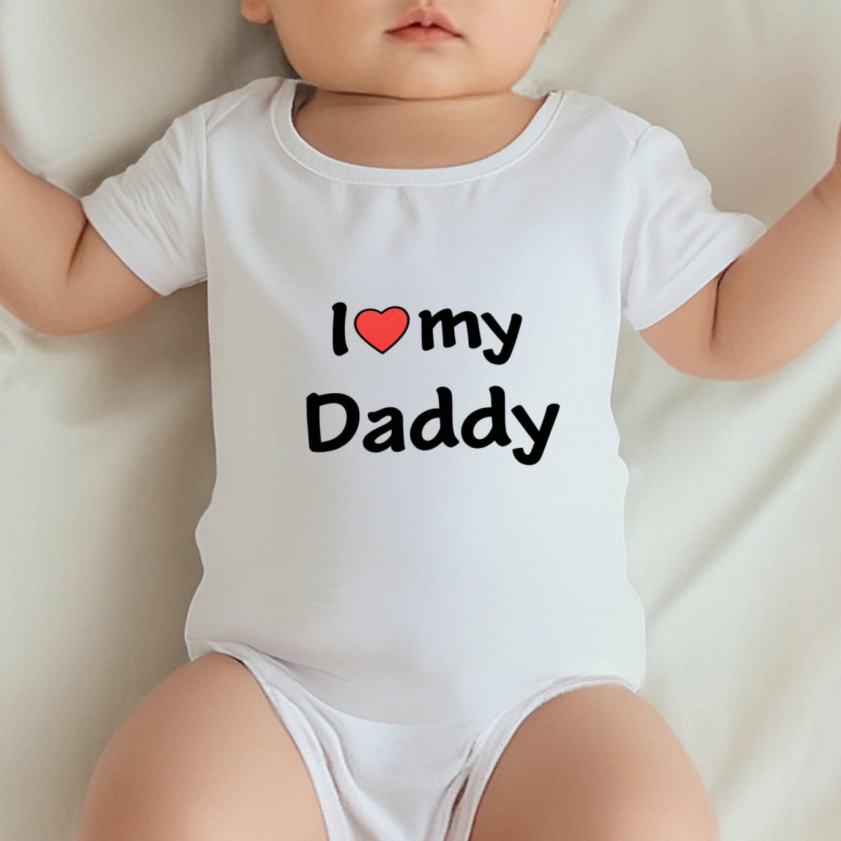 I Love My Daddy Heart Letter Dad Gift Baby Onesie