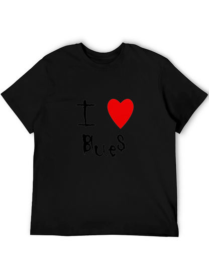 I Love Blues T-Shirt Black Cotton Graphic Tee